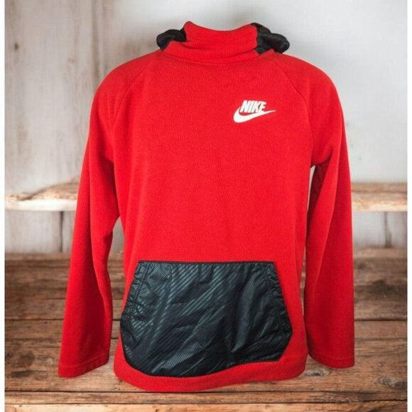 Nike Red Fleece Hoodie Medium - Picture 1 of 8